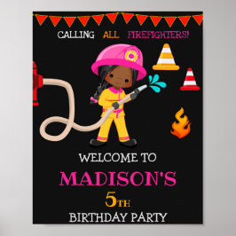 消防士ウェルカムパーティーサインガール消防士 ポスター