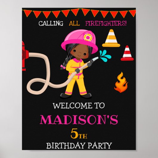 消防士ウェルカムパーティーサインガール消防士 ポスター (正面)