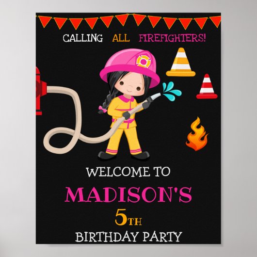 消防士ウェルカムパーティーサインガール消防士 ポスター (正面)