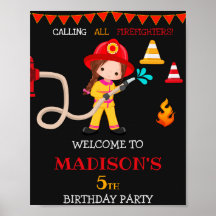 消防士ウェルカムパーティーサインガール消防士