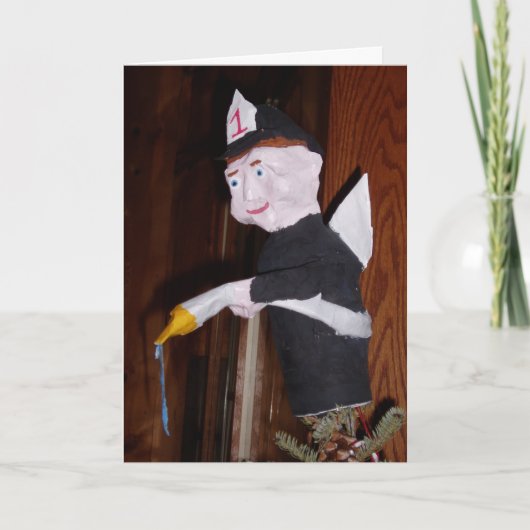 『消防士エンジェルツリー・トップパー』 クリスマスカード カード (正面)