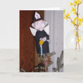 『消防士エンジェル　ツリー・トップ』クリスマスカード カード (黄色い花)