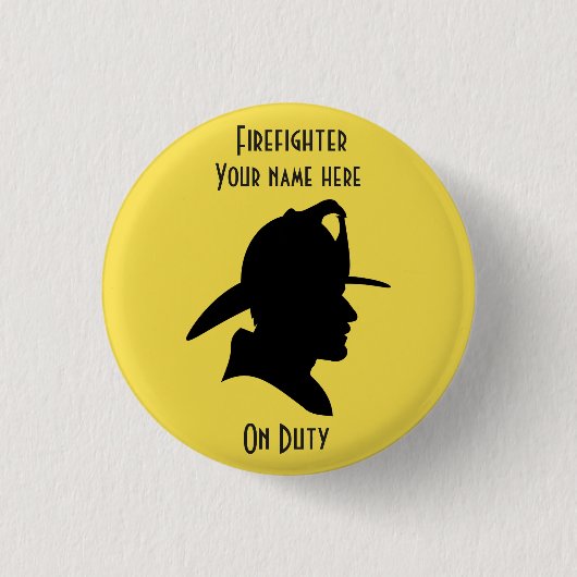 消防士オンデューティデザインラウンドボタン 缶バッジ (正面)