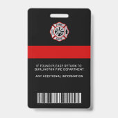 消防士カスタムロゴ写真プロフェッショナルIDカード バッジ (裏面)