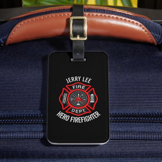 消防士カスタム文字名パーソナライズされた ラゲッジタグ (正面インサイチュ2)