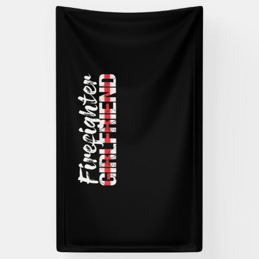 消防士ガールフレンド薄い赤線ファイアウーマン 横断幕 (縦)