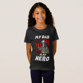 消防士キッズ私のパパは私のヒーロー娘の息子 Tシャツ (正面フル)