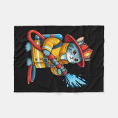 消防士キャットファイアマン動物愛好家キャット フリースブランケット (正面(横))