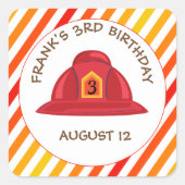 消防士キャプテンハットヘルメットバースデーパーティー スクエアシール (正面)