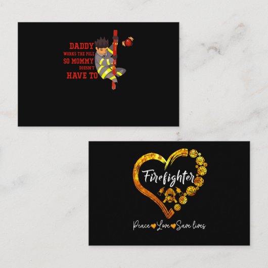 消防士ギフト パパがポール・ファイアファイターを演じる 名刺 (正面/裏面)