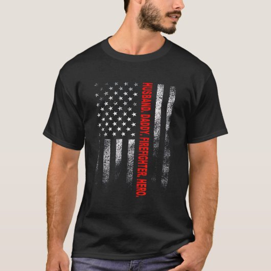 消防士ギフト |夫パパ消防士のヒーロー Tシャツ (正面)