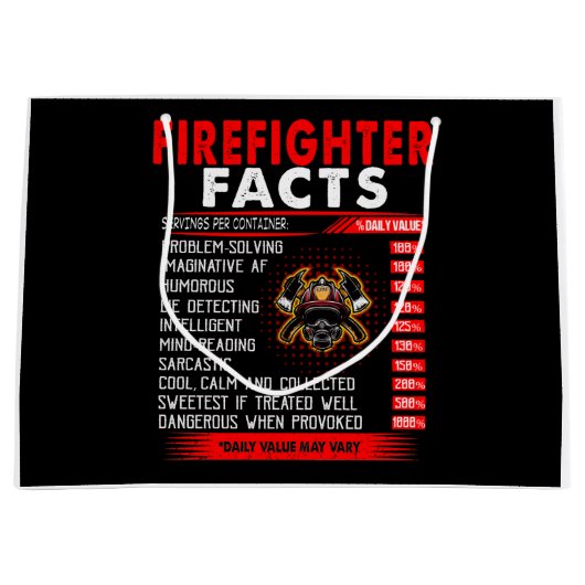 消防士ギフト | Fire fighter Facts Gives ラージペーパーバッグ (正面)
