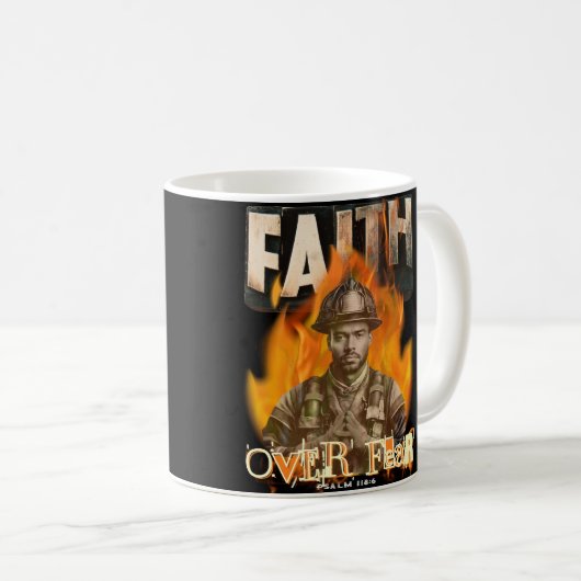 消防士クリスチャン信仰への恐怖に対する信仰 コーヒーマグカップ (正面右)