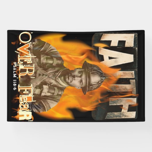 消防士クリスチャン信仰への恐怖に対する信仰 横断幕 (横)