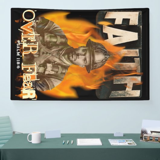 消防士クリスチャン信仰への恐怖に対する信仰 横断幕 (トレードショー)