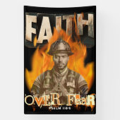 消防士クリスチャン信仰への恐怖に対する信仰 横断幕 (縦)