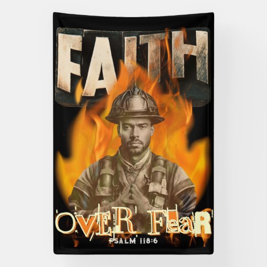 消防士クリスチャン信仰への恐怖に対する信仰 横断幕 (縦)