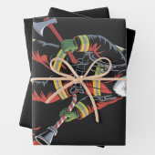 消防士クリスマスシャツクリスマスおもしろいサンタ ラッピングペーパーシート (インサイチュ)