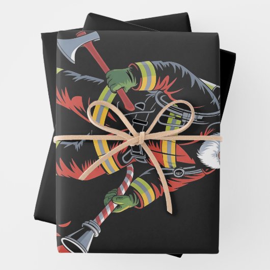 消防士クリスマスシャツクリスマスおもしろいサンタ ラッピングペーパーシート (インサイチュ)