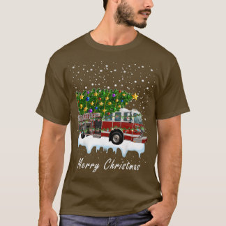 消防士クリスマスツリー上トラック火災クリスマス1 Tシャツ