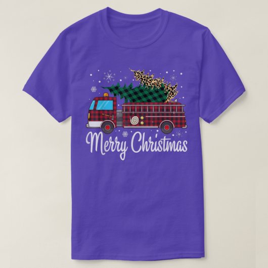 消防士クリスマスツリー火災トラックバッファロープライ Tシャツ (デザイン正面)