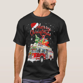 消防士クリスマスツリー火災トラック消防士クリスマス Tシャツ