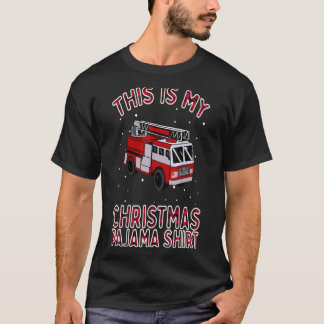 消防士クリスマスパジャマ消防車フおもしろいィア Tシャツ