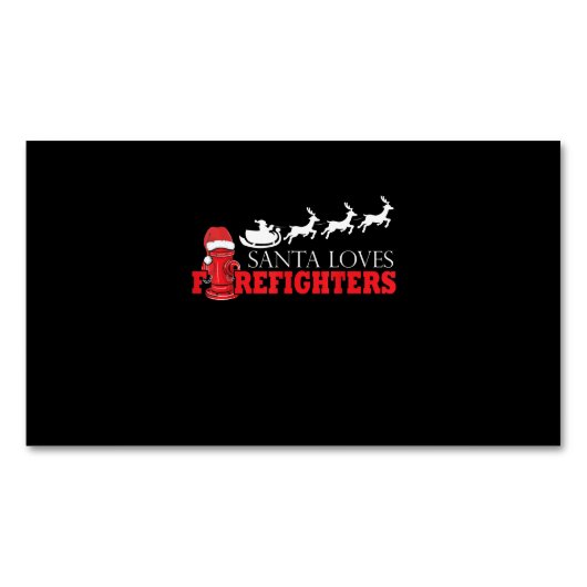 消防士クリスマスプレゼントサンタクロース消防士 マグネット名刺 (正面)