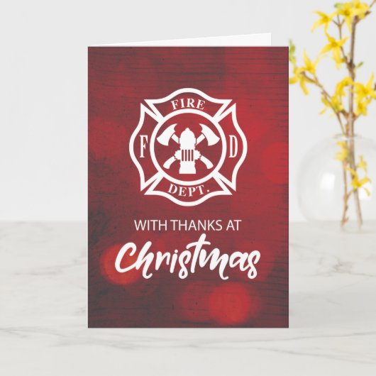 消防士クリスマス恵みサンキューエンブレム カード (黄色い花)