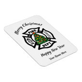 消防士クリスマス消防士ホリデーカード マグネット (右側)