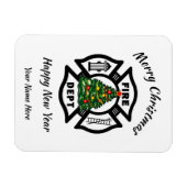 消防士クリスマス消防士ホリデーカード マグネット (横)