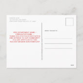 消防士クリスマス消防署ありがとう シーズンポストカード (裏面)