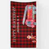 消防士クリスマス消防車の少年の誕生日パーティー 横断幕 (縦)