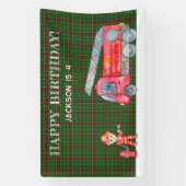 消防士クリスマス消防車の少年の誕生日パーティー 横断幕 (縦)