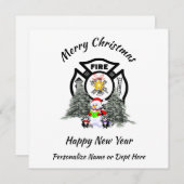 消防士クリスマス消防隊ホリデーカード シーズンカード (正面/裏面)