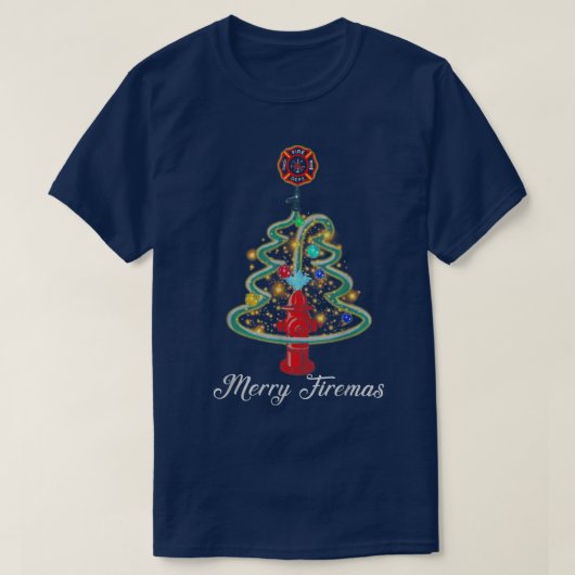 消防士クリスマス照明サンタ消防士キリスト Tシャツ (デザイン正面)