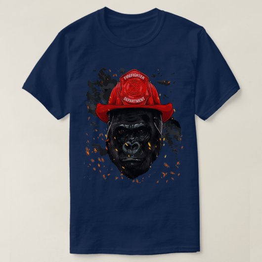 消防士ゴリラ猿消防署Fireman Mo Tシャツ (デザイン正面)