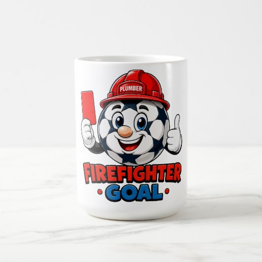 消防士サッカー審判マスコット コーヒーマグカップ (中央)