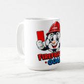 消防士サッカー審判マスコット コーヒーマグカップ (正面左)