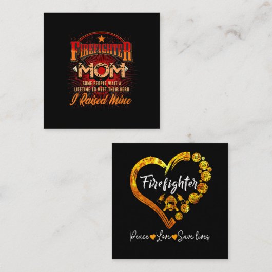 消防士サポート-消防誇りを持った士の母 スクエア名刺 (正面/裏面)