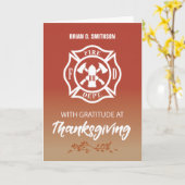 消防士サンクスギビング恵みありがとう カード (黄色い花)