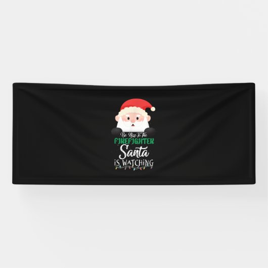 消防士サンタがクリスマスを見ている 横断幕 (横)