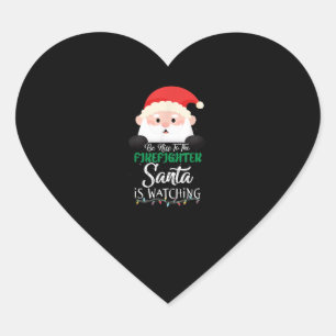 消防士サンタが見ているクリスマス ハートシール