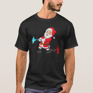 消防士サンタクロースおもしろい消防士サンタキリスト Tシャツ