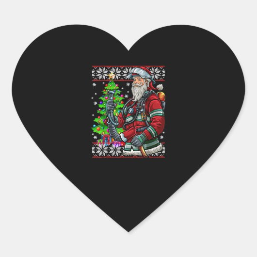 消防士サンタクロース消防士の衣装の醜い ハートシール (正面)