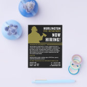 消防士シルエット、消防士募集 チラシ (シングル)