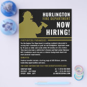 消防士シルエット、消防士募集 チラシ (シングル)