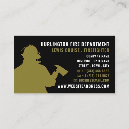 消防士シルエット、消防士 名刺 (正面)