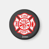 消防士シンボルファイアマンロゴ名前をカスタムする マグネット (正面)