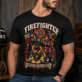 消防士ジャーマンシェパード - K9レスキュードッグヒーロー Tシャツ